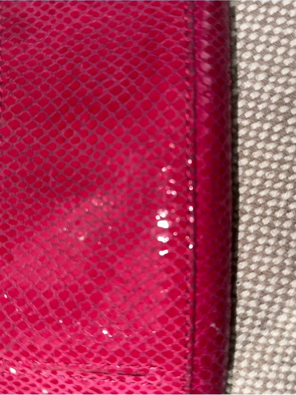 FOSSIL Snakeskin Embossed Pink Leather Zip Around Clutch Wallet